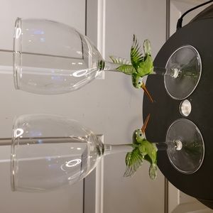Artisan Hummingbird Colored Wine Glasses